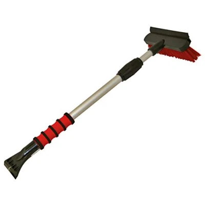 Image of Petex 4601 46010000 Snow Brush/Ice Scraper with Rubber Lip and Telescopic Rod 58 to 91 cm Red