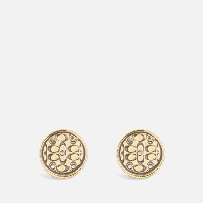 Image of Coach Signature Quilted Coin Stud Earrings