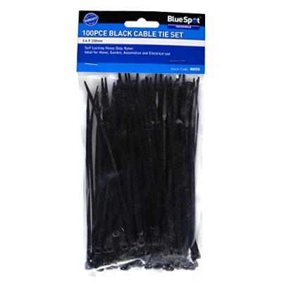 Image of Bluespot 40055 100 PCE 3.6mm x 150mm Black Cable Ties