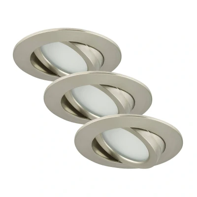 Image of BRILONER Leuchten Recessed LED Downlight, Set of 3 Adjustable and dimmable Ceiling Lights, 5.5 Watt, 470 Lumens, 3,000 Kelvin, IP23, Matte Nickel, 82x28mm (DxH)