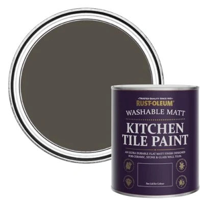 Image of Rust Oleum Brown water resistant Kitchen Tile Paint in Matt Finish Fallow 750ml