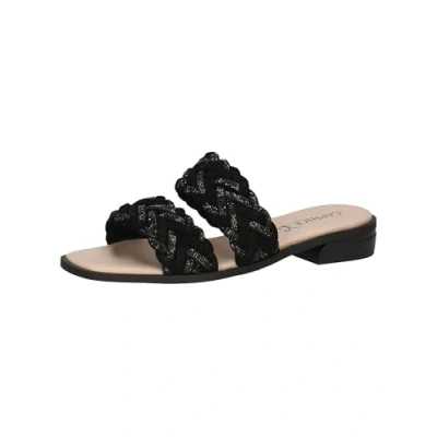 Image of CAPRICE Women&#039;s 9 27105 20 Flat Mules, Black (Black Suede), 5 UK