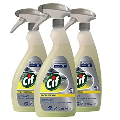Image of 3 Pack of 750ml CIF Professional Formula Power Kitchen Degreaser Perfume free Cleaner