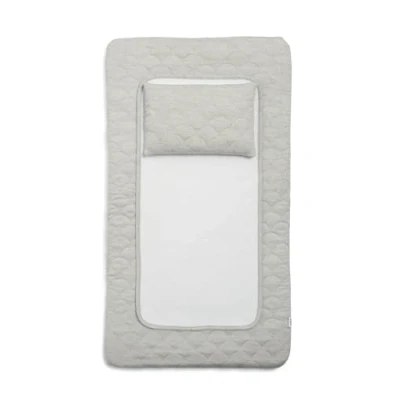 Image of Mamas &amp; Papas Luxury Baby Nappy Changing Mattress with Machine Washable Cover, Removable Towelling Insert Detachable Pillow, Welcome to The World, Grey