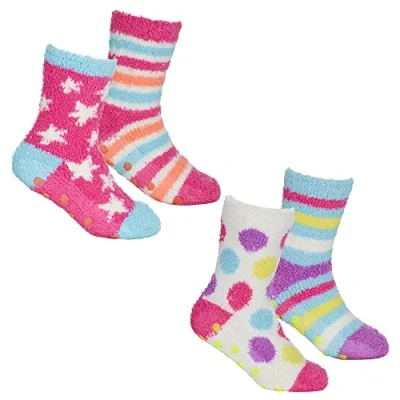 Image of Undercover 4 Pairs Girls Cosy Socks 43B649 Stars &amp; Spots (1x Each) 6