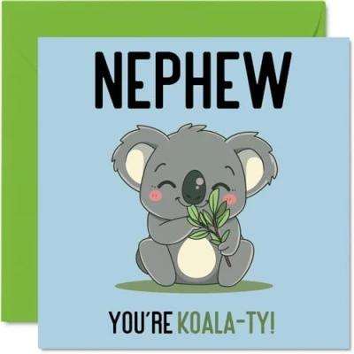 Image of Birthday Cards for Nephew Koala Ty Funny Happy Card from Uncle Auntie Aunt, Gifts, 145mm x Joke Greeting Men Him