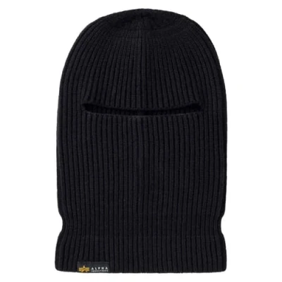 Image of Alpha Industries Label Balaclava Cap, Black, Standard Size