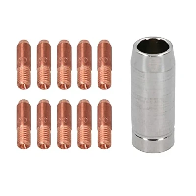 Image of 0.8mm Mini Contact Tips 10pk &amp; Shroud Hobby Welding Torch Welder MIG Gas