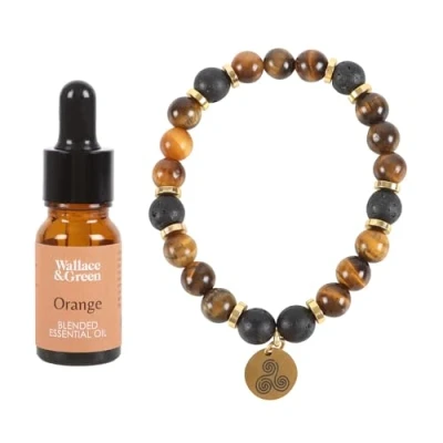 Image of Wallace &amp; Green Confidence Lava Bracelet with Aromatherapy Oil Anxiety Gifts for Women, Crystal Bracelet, Healing Gift Women Stress Relief