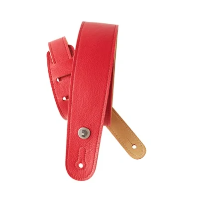 Image of D&#039;Addario Accessories Leather Guitar Strap Electric Strap, Acoustic &amp; Bass Slim Garment Red