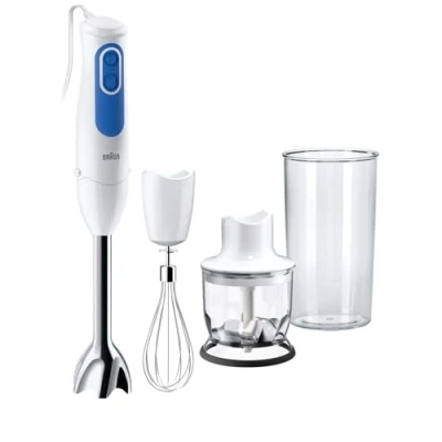 Image of Braun MultiQuick 3 MQ3025 Hand Blender, Spaghetti Mixer, 2 Speeds, Splash Control, Dishwasher Safe parts, 350ml Chopper, Whisk and BPA Free Plastic Beaker White
