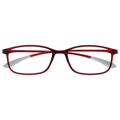 Image of OPULIZE Ice Reading Glasses Ultra Lightweight Frame Scratch Resistant Crystal Red Grey Tip Mens Womens R61 Z +2.00