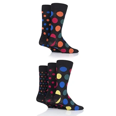 Image of 5 Pair Black Jewel Polka Dot Bamboo Socks Men&#039;s 7 11 Mens SOCKSHOP