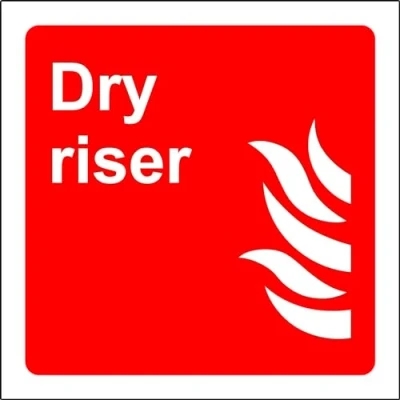 Image of Dry riser fire Safety sign Self adhesive sticker 200mm x Case (Pack of 20)