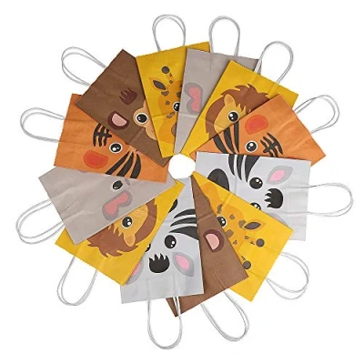 Image of LOKIPA 12 Jungle Safari Animals Paper Party Gift Treat Favor Goody Bags Birthday Candy for Kids Decorations