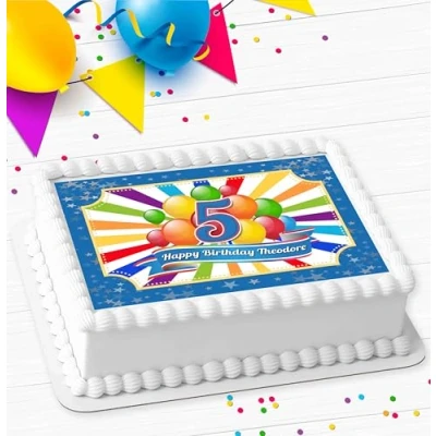 Image of HAPPY BIRTHDAY RECTANGLE PERSONALISED ICING EDIBLE COSTCO CAKE TOPPER DECORATION A4
