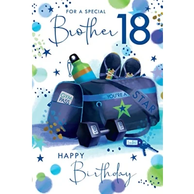 Image of For A Special Brother 18 18th Today Gym Bag Happy Birthday Card Lovely Verse