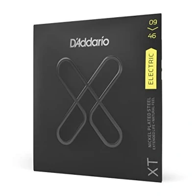 Image of D&#039;Addario Guitar Strings XT Nickel Coated Electric XTE0946 Extended String Life with Natural Tone, Feel For 6 Guitars 09 46 Super Light Top/Regular Bottom