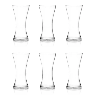 Image of simpa Handmade Clear Glass Tabletop Flared Gathering Hourglass Vase 25cm (H) x 13cm Dia Set of 6