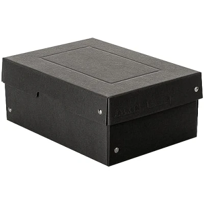 Image of Falken Original PureBox Black Made in Germany 100 mm High DIN A5 Storage Box with Lid of Sturdy Recycled Cardboard Blue Angel Vegan Gift Transport Multi Purpose