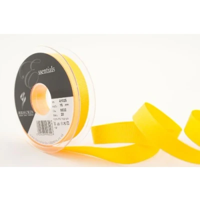 Image of Berisfords 41025 20 m x 16 mm Polyester Grosgrain Ribbon, Yellow