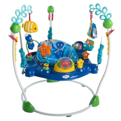 Image of Baby Einstein, Neptune&#039;s Ocean Discovery Activity Jumper &amp; Bouncer, Play Centre with Removable Toys, Introduces Numbers and Colours, Languages, 4 Adjustable Heights, 360 Rotation, Ages 6 Months+
