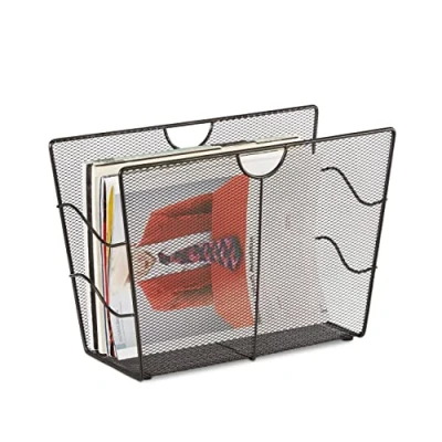 Image of Relaxdays Mesh Newspaper Stand, Metal Bin, Freestanding Rack, HWD 27 x 39 17 cm, Black