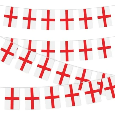 Image of 10ft/3m Fabric St Georges England English Bunting Polyester Banner 10 Flags For Street Party Euro Cup Football Rugby Cricket World Decoration