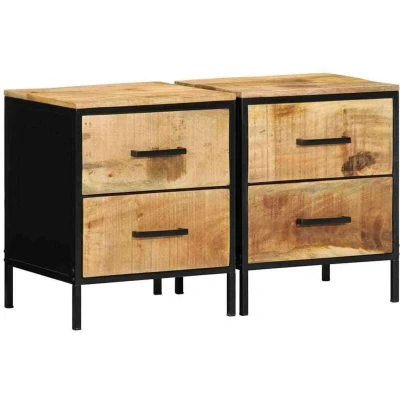 Image of vidaXL Bedside Cabinets 2 pcs 40x35x50 cm Solid Wood Rough Mango