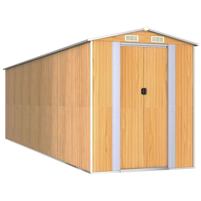 Image of vidaXL Garden Shed Light Brown 192x689x223 cm Galvanised Steel