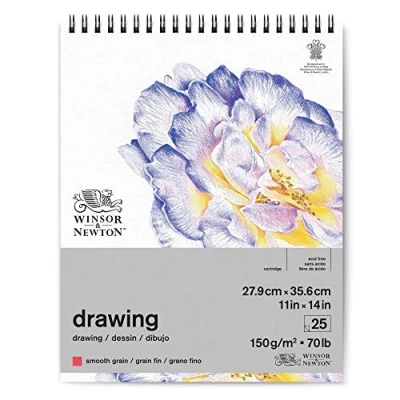 Image of Winsor &amp; Newton Drawing Paper, Natural White, 27,9 x 35,6 cm 25 Blatt Zeichenpapier mit Spiralbindung