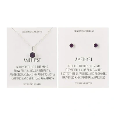 Image of Philip Jones Sterling Silver Amethyst Gemstone Set with Quote Card