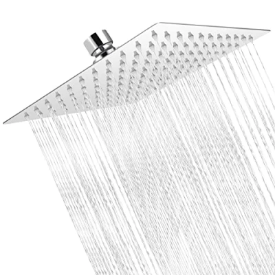 Image of Large Shower Head, 10 Inch 360 Adjustable Angle Square Universal High Pressure Rainfall Head for Bathroom, Replacement Rain Bathroom