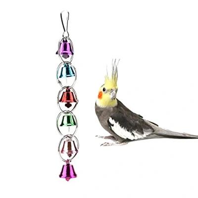 Image of Parrot Bells Toy, Colorful Ringer Swing Toy for Birds Budgies Parakeets African Greys Conures Cockatiels Love Finch