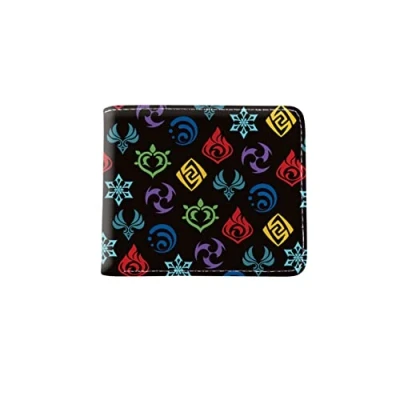 Image of ROSETOR 1pc Genshin Impact Peripheral Bifold Wallet Full Color Print Short Leather 11.5*9.5*2cm (style3)