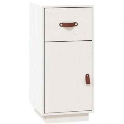Image of vidaXL Versatile White Sideboard Cabinet in Solid Pinewood Material, 34x40x75 cm, Suitable for Living Room, Bedroom, or Office