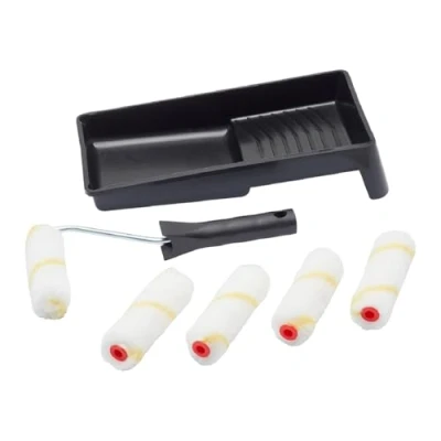 Image of Fit for The Job 7 pc Mini Paint Roller Set Painting with Emulsion, Small and tray Walls Ceilings, 4 inch Set,