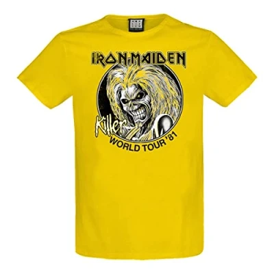 Image of Amplified Unisex Adult Killer World Tour &#039;81 Iron Maiden T Shirt (XL) (Yellow Raven)