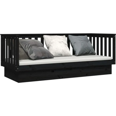 Image of vidaXL Day Bed without Mattress Black 75x190 cm Small Single Solid Wood Pine