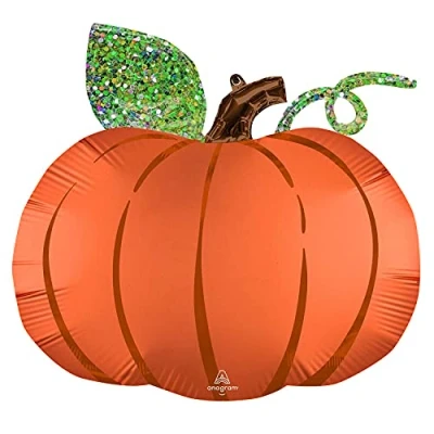 Image of Amscan Anagram 4317201 Halloween Party Satin Infused Pumpkin Foil SuperShape Balloon 24 Inch