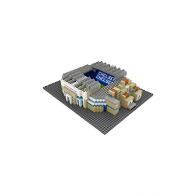 Image of FOCO Officially Licensed Chelsea FC Stamford Bridge 3D Bricks Mini BRXLZ Football Stadium Construction Set Premier League Model 1,044 Pieces Ages 12+ Sports Merchandise