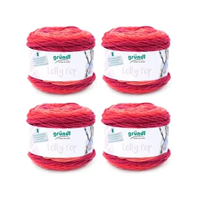 Image of Gründl Hand Knitting Yarn, 100% polyacrylic, Wild Cherry Swirl, 24 x 10 cm