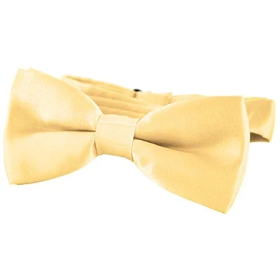 Image of DonDon comfortable Boys bow tie pre tied with adjustable length silk look for children Gold Yellow