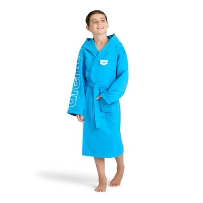 Image of arena Zeal Plus Junior Boys&#039; and Girls&#039; Microfibre Bathrobe, Bathrobe with Hood Pockets, Unisex Quick drying Comfortable Lightweight