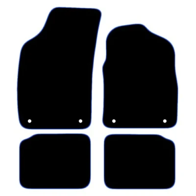 Image of Carsio Carpet Car Mats For Fiat 500 Hybrid 2020+ Onwards Tailored Fit Floor Mat Set Complete Accessory Black Custom Fitted All Weather, Anti Slip Backing &amp; Blue Trim