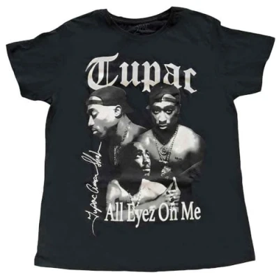 Image of Tupac T Shirt 2PAC All Eyez on Me Logo Official Womens Skinny Fit Black L