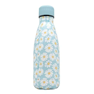 Image of NERTHUS FIH 762 Double Wall Thermal Bottle for Cold and Hot Daisies Design, Blue 350 ml, Stainless Steel, BPA Free, 18/8, Multicoloured