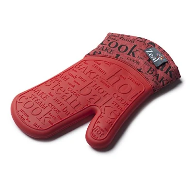 Image of Zeal Silicone Heavy Duty Single Oven Mitt Glove, Red (29 cm Long) Script
