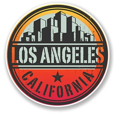 Image of 2 x 10cm Los Angeles California USA Vinyl Sticker Decal Luggage Travel Tag #6496 (10cm 10cm)