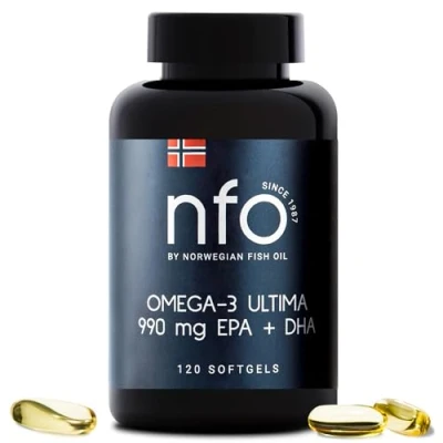 Image of NFO Omega 3 Ultima [120 Capsules] Norwegian Fish Oil with an Effective Formula high Concentration of EPA:DHA Natural PUFA Premium Complex Made Freshly Caught Wild Produced in Norway
